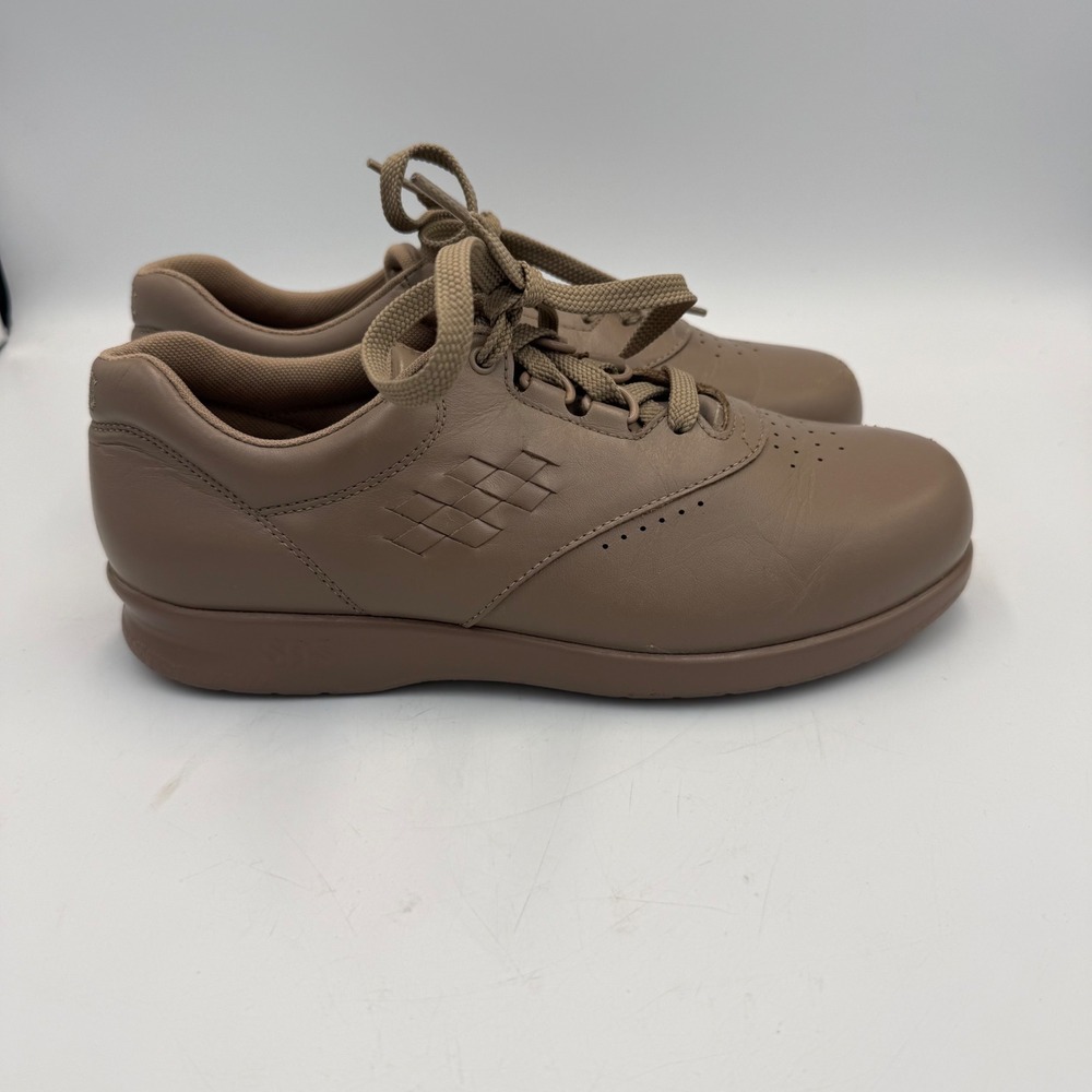 SAS Me Too Womens Walking Shoes Taupe Leather Lace Up Comfort Sneaker 7 M USA